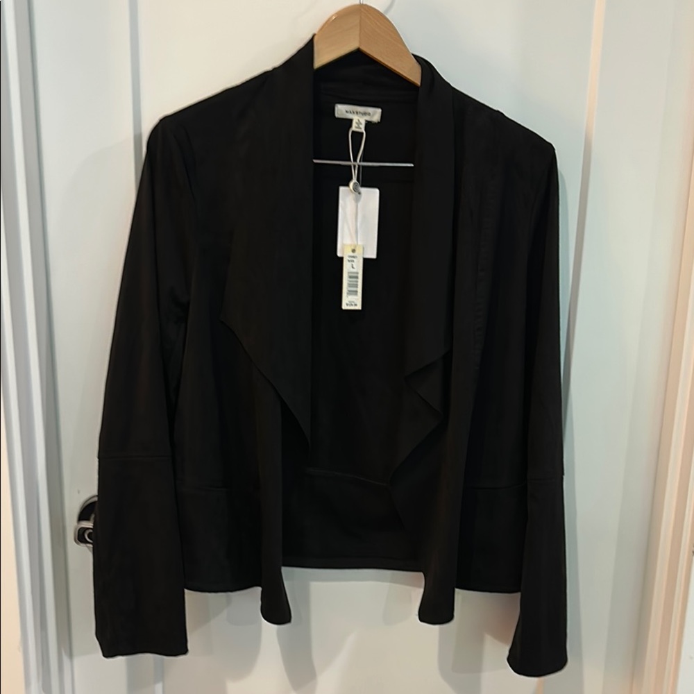 Max Studio Black Blazer Modern Suit Jacket Faux Suede